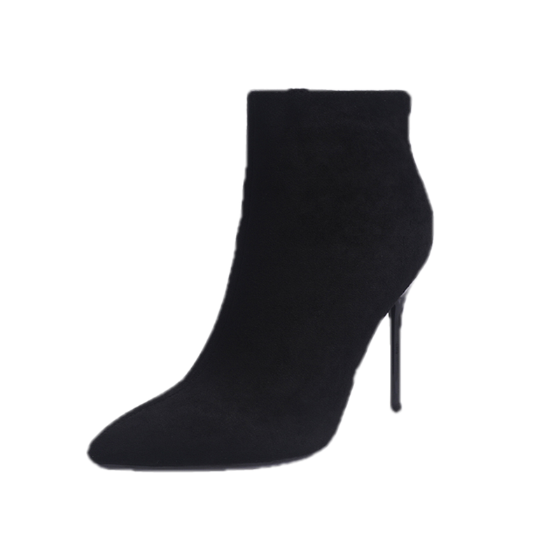 Women's Boots 2023 New Autumn Winter Fashion Pointed Toe Short Boots Thin Heel High Heel Plush Boots - Image 5