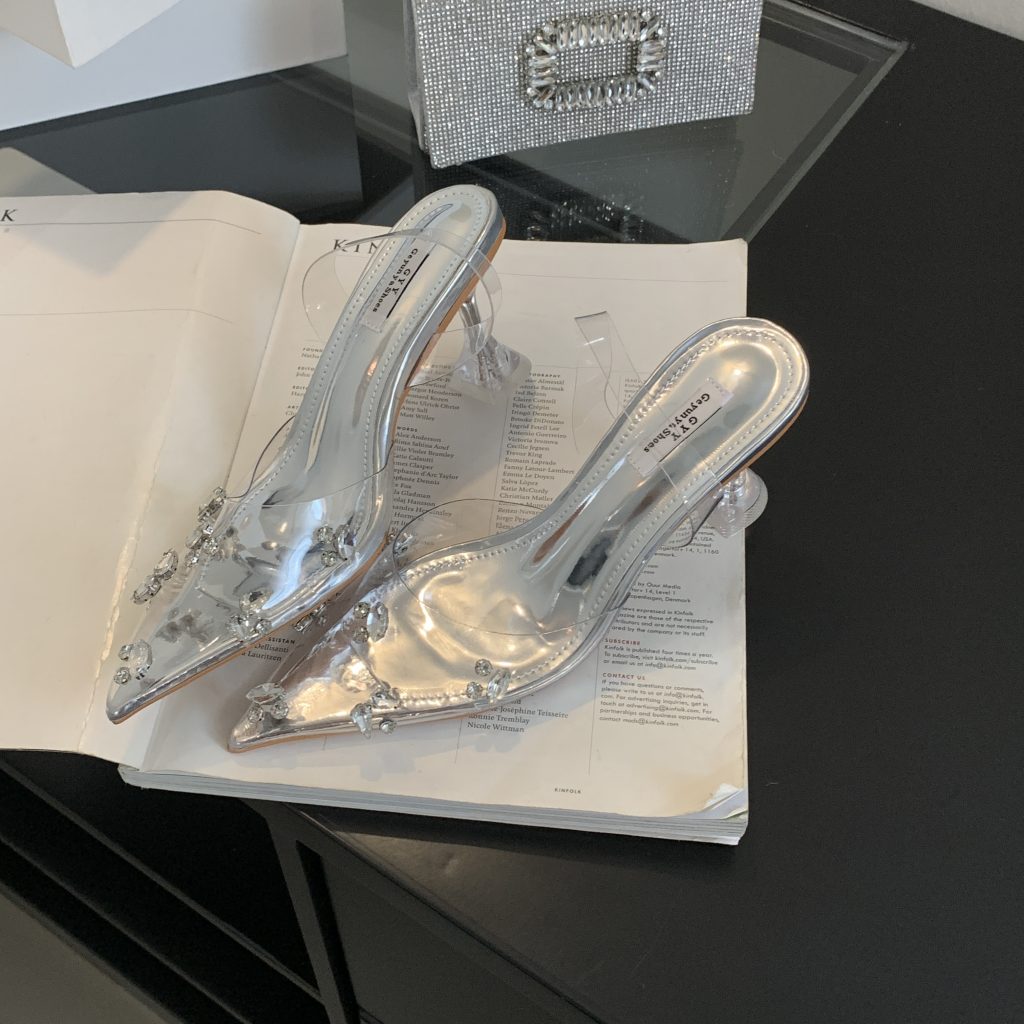 2024 New Crystal Rhinestone Transparent Fairy Flat Pointed Toe Women's Shoes 35-40