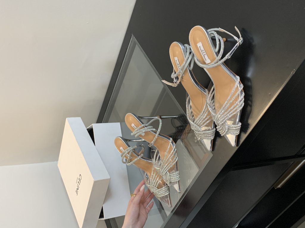 2024 New Pointed Toe Cross Rhinestone High Heels Sweet Transparent Banquet Fairy Shoes 35-40