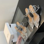 2024 New Pointed Toe Cross Rhinestone High Heels Sweet Transparent Banquet Fairy Shoes 35-40