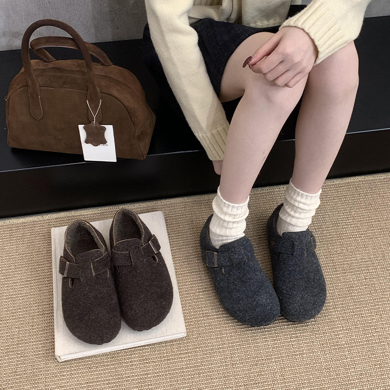 Zuyaolan Women's Round Toe Fleece Lined Winter Boots with Buckle, Warm Comfortable Fashionable